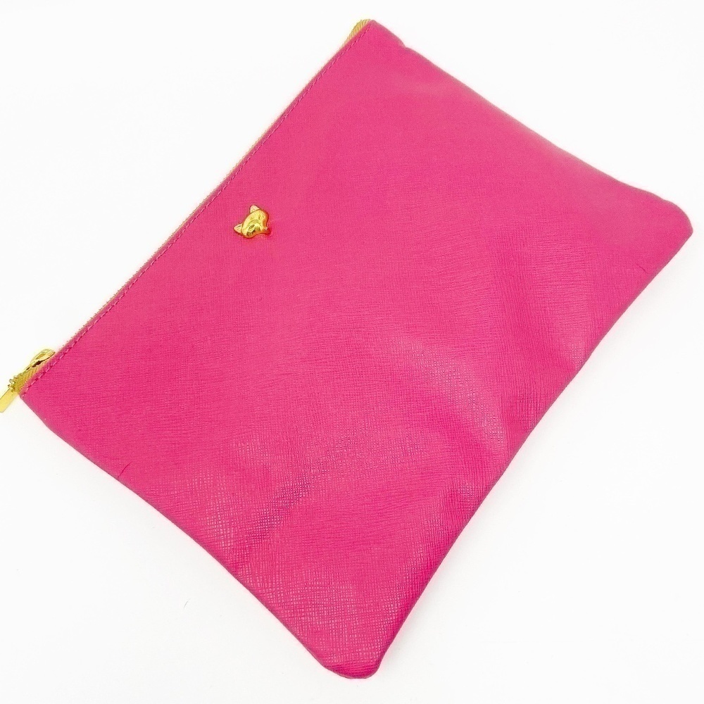 Vegan Leather Hot Pink Zip Top Bag NWOT
